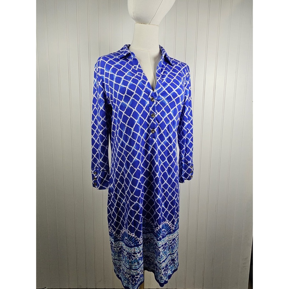 Lilly Pulitzer Dress Ansley Polo Blue Grotto Tide Up UPF 50 Knit NWT Women's M